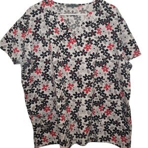 Wear For Care Polka Dot Floral Scrub Top